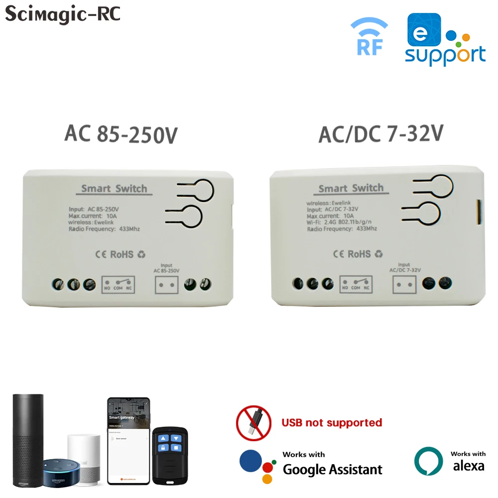 1CH eWelink مفتاح ذكي 220 فولت التيار المتناوب/تيار مستمر 5 فولت 7 فولت-32 فولت واي فاي التحكم الصوتي التتابع وحدة تبديل المنزل الذكية الموقت العمل EWelink APP نظام