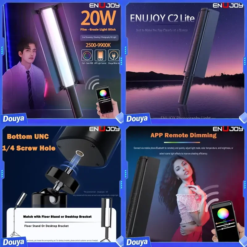 Enujoy C2 LITE Built-in Rechargeable Battery Smart APP High-end Handheld LED Fill Light LED Photography Tube Light