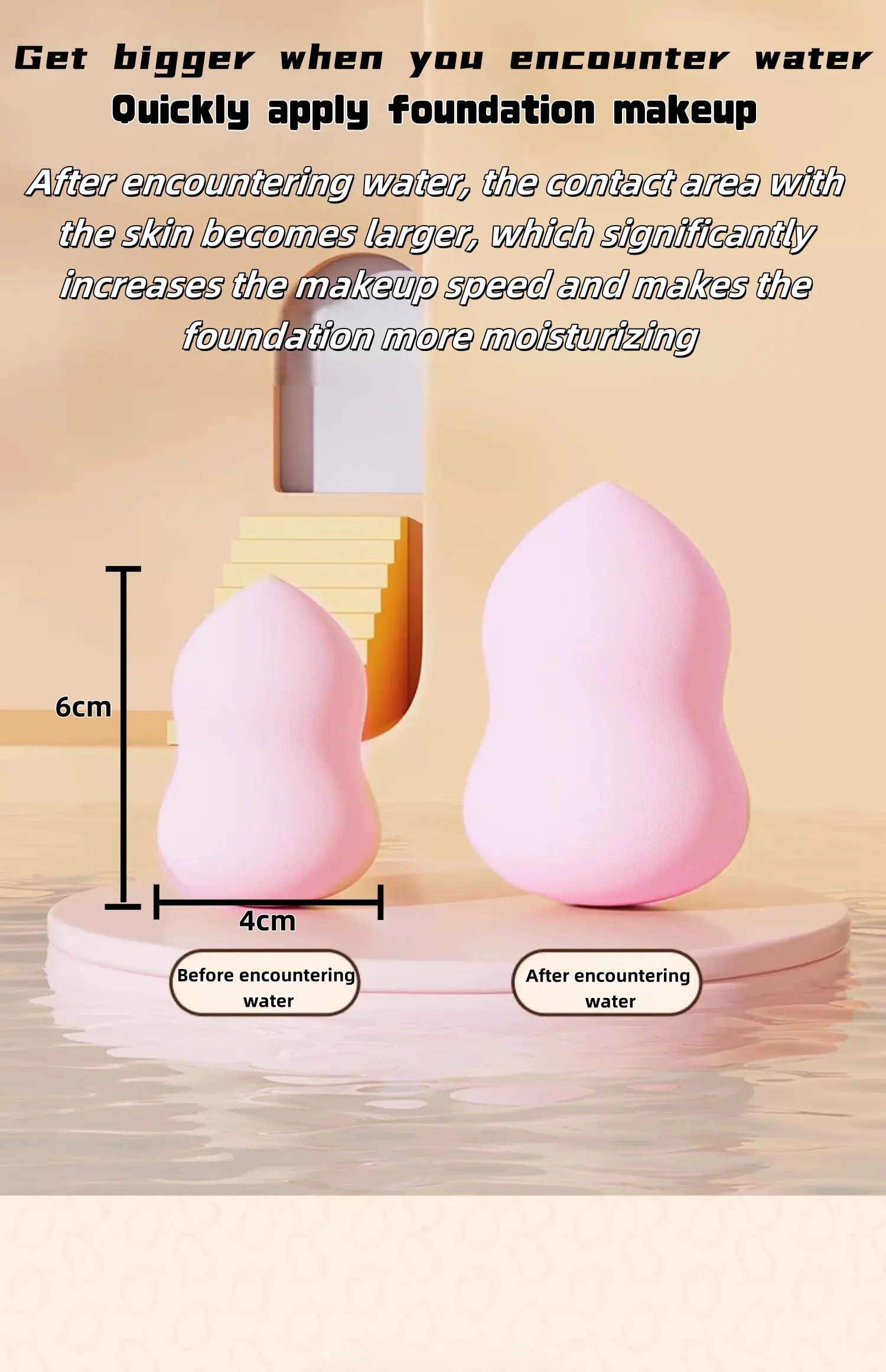 Esponja cosmética para maquillaje, base en polvo, esponja de maquillaje profesional para mujeres, herramientas de maquillaje, accesorios cosméticos, 1 Uds.