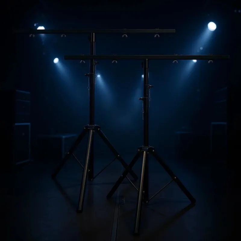 Pair of light stand, height adjustable with T-rod LED display metal material