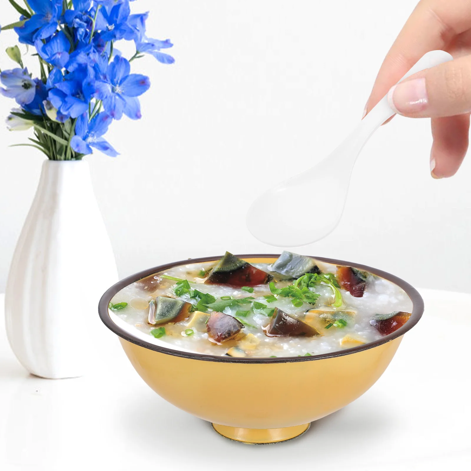 

4pcs Enamelware Bowl 13Cm 16Cm 18Cm 20Cm Yellow Vintage Soup Cereal Salad Ramen Rice Pasta Camping Kitchen Household Use Prep