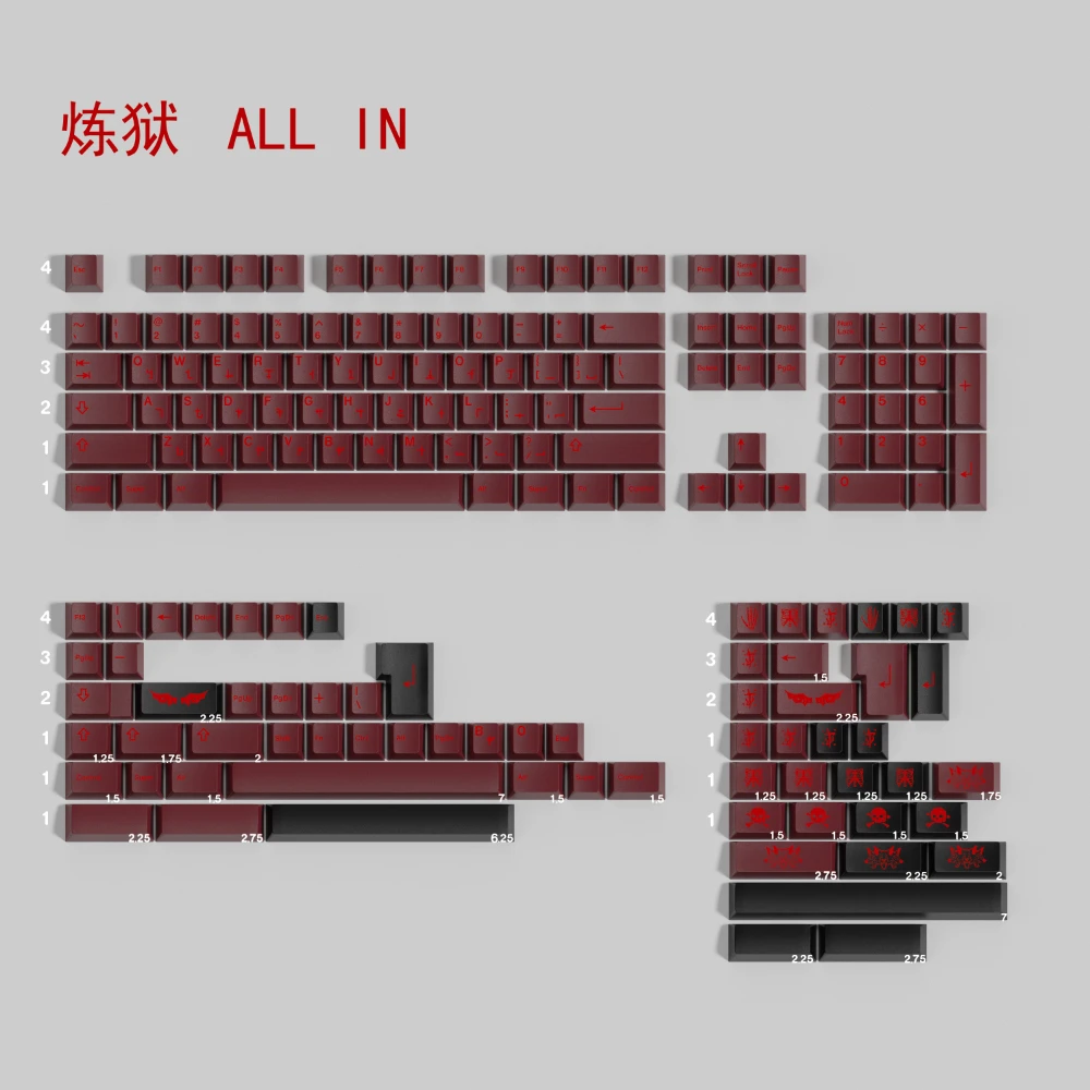 

PBT Keycaps GMK Infernal Keycap Cherry Profile 5-side Dye Sublimation Key cap For MX Mechanical Keyboard Alice ANSI ISO Layout