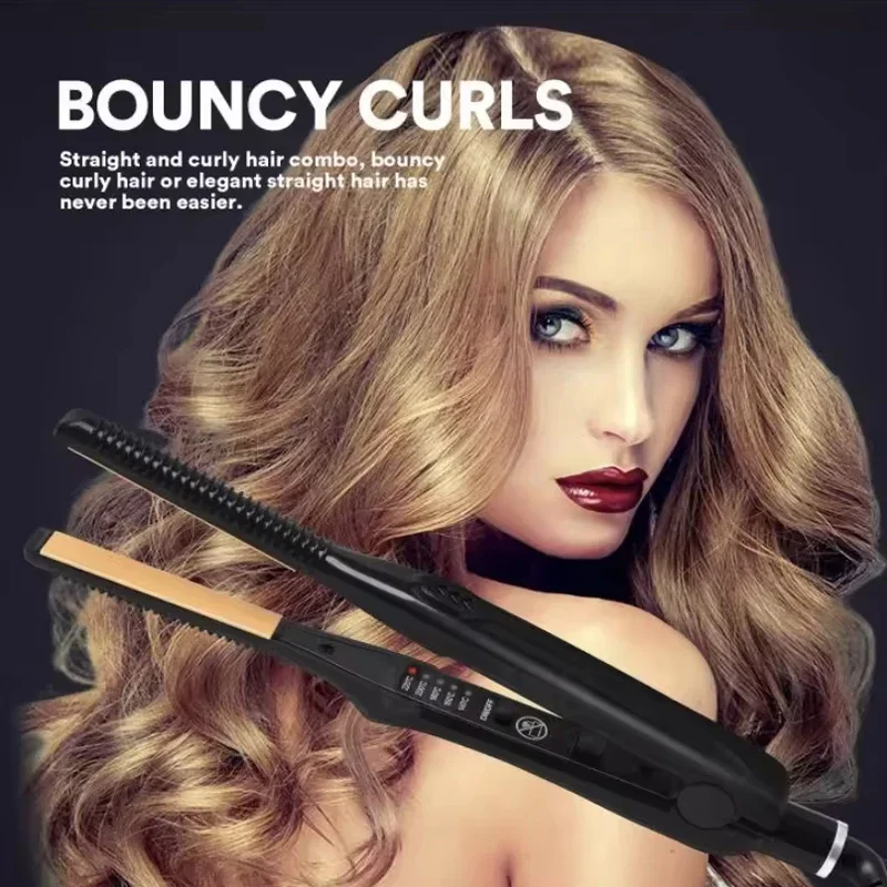 2-in-1-Mini-Haarglätter, Lockenstab, professionelles kurzes Keramik-Glätteisen für Damen und Herren, Bartglätter – Detail 8