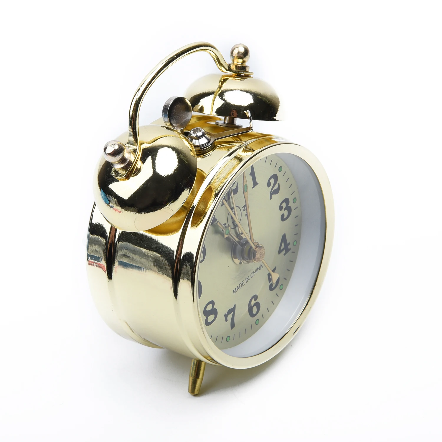 Horseshoe Mechanical Gold Alarm Clock Manual Wind Up Vintage Metal Clock Cute For Room Decoration Toy Collections Or Gift