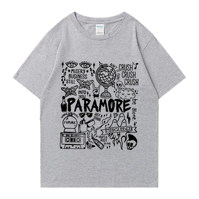 Rock band Paramore Doodle Art Tour Vintage Album 2024 T-shirts Men Women vintage short sleeve t-shirt Unisex Pure otton Tops