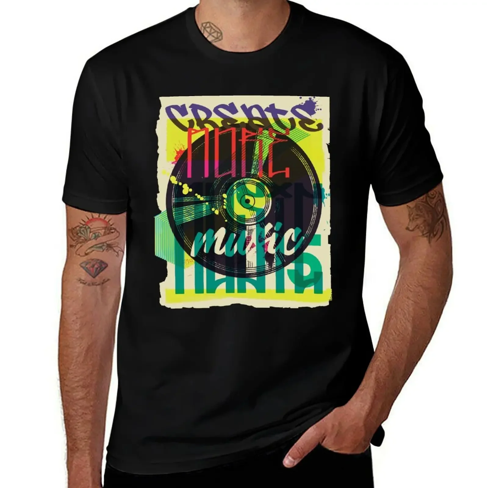 

Create More Music Vinyl Urban Graffiti T-Shirt tops custom t shirt Luxury man funny t shirts for men