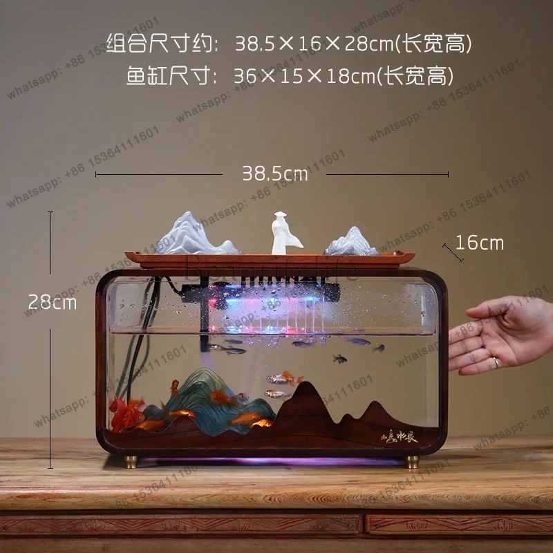 desktop fish tank flowing water ornament living room modern circulating water fish farming office making money rockery