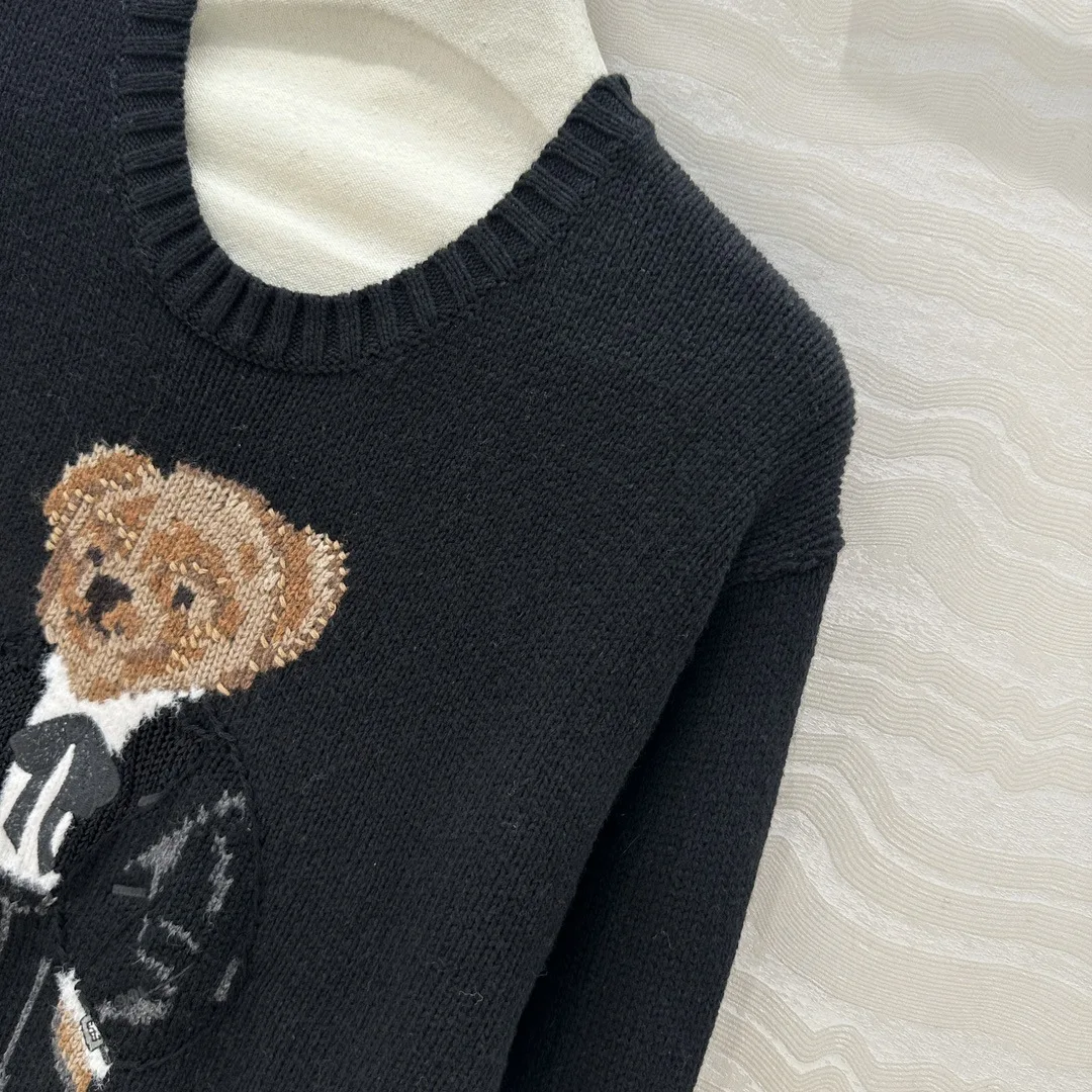 2024 Autumn/Winter New Women's Sweater Fashion Exquisite Cartoon Wearing Jacket Teddy Bear Cashmere Wool Pullover