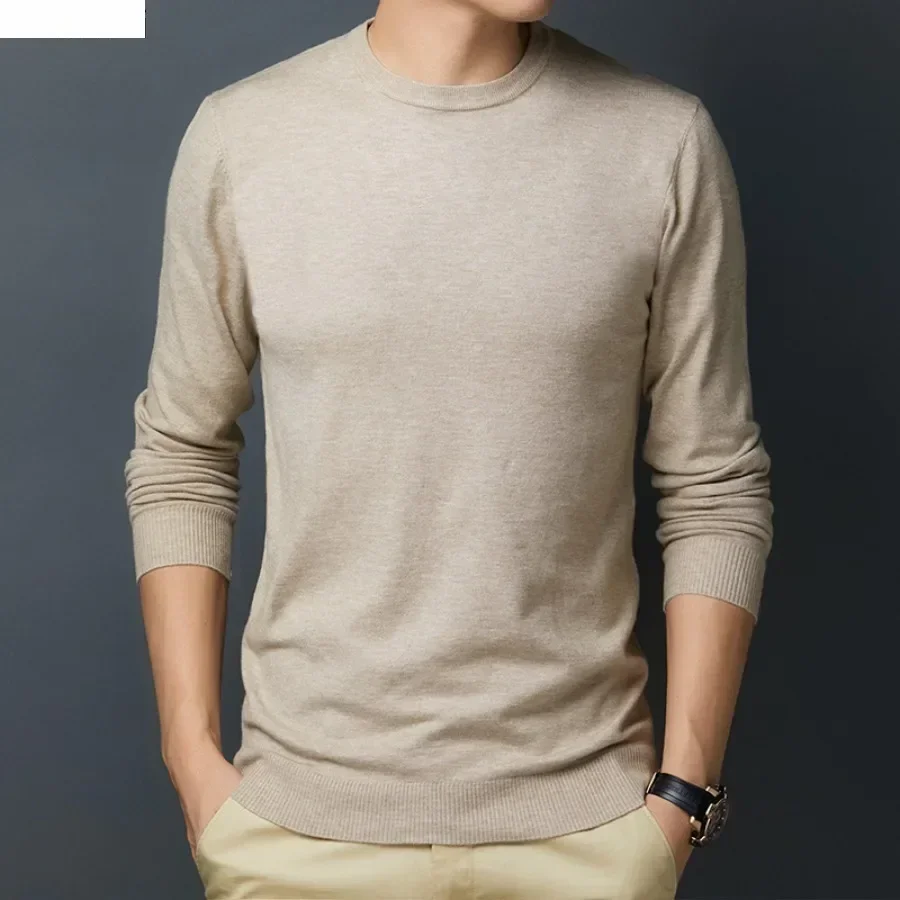 

Men's Winter Casual Knitted Sweaters Tops Slim Fit Soft Bottoming Shirt Solid Round Collar Knitwear Sweater for Men Clothes