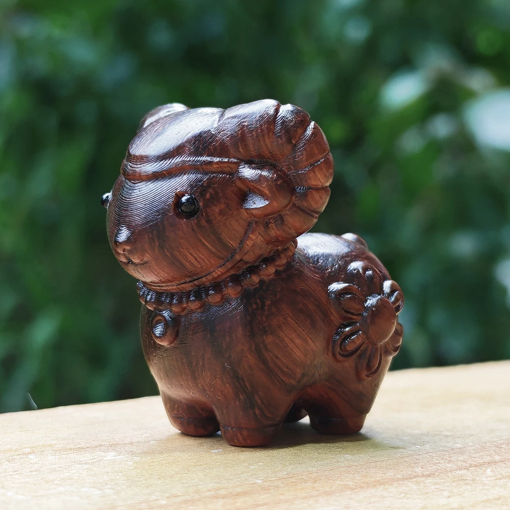 Hand-Carved Wooden Sheep Figurine Ornament, Ethnic Style, Modern Style, Suitable for Christmas Decorations, Fireplace, Bedroom, Living Room, Centerpiece, Office, Back-To-School Season Gift