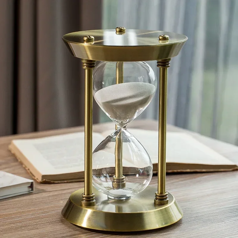 Gold Hourglass 60 Minutes Glass Sand Clock Timer Metal Vintage Room Decor Luxury Ornaments Clessidra Room Decoration Gift Ideas