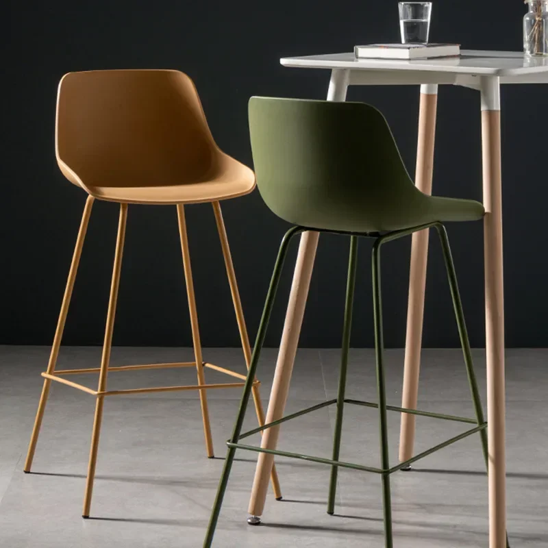 

Modern simple backrest plastic high chair household green iron bar stool Nordic bar stool milk tea shop bar chair