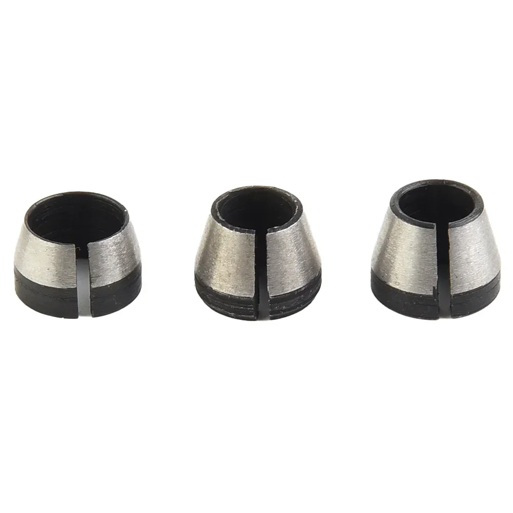 3pcs 6mm 6.35mm 8mm Collet Chuck Carbon Steel For Engraving Trimming Machine Electric Woodworking Milling Cutter Accessories