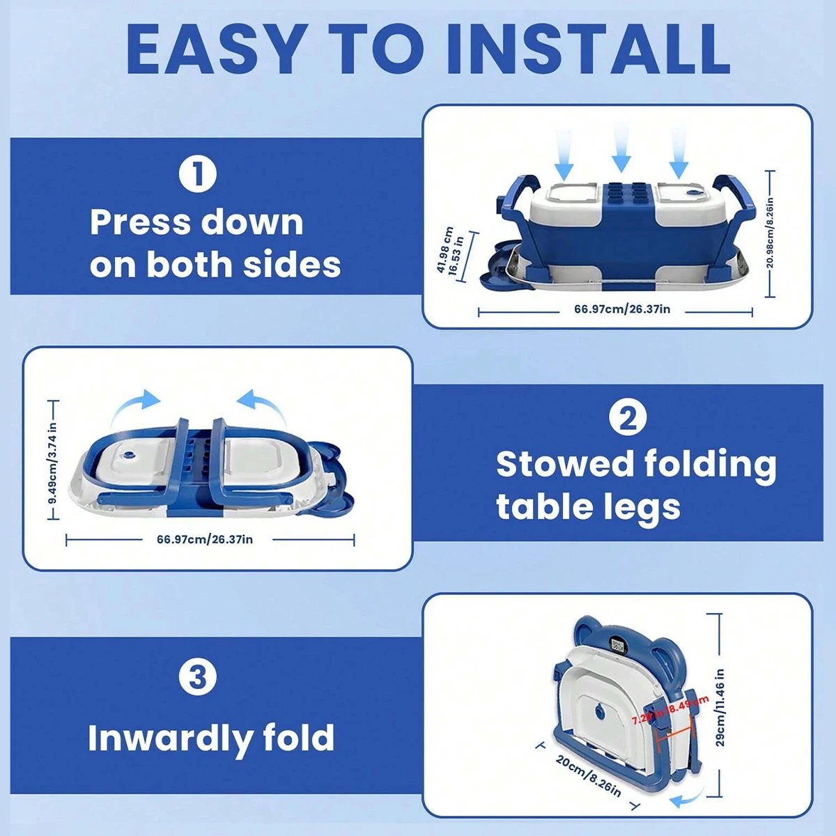 Folding Baby Bathtub with Integrated Thermometer, Non-slip Cushion, Portable Travel Shower, Bath Pool,Baby Bath Accessories image 6