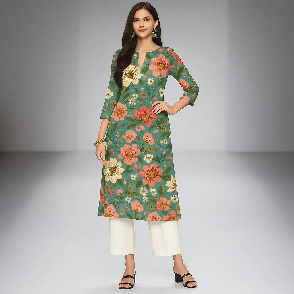 فستان نسائي كورت مسلم عصري مع أنبوب مستقيم تصميم كاجوال على الطراز الوطني أنماط عطلة مختلفة كورديش كليدر