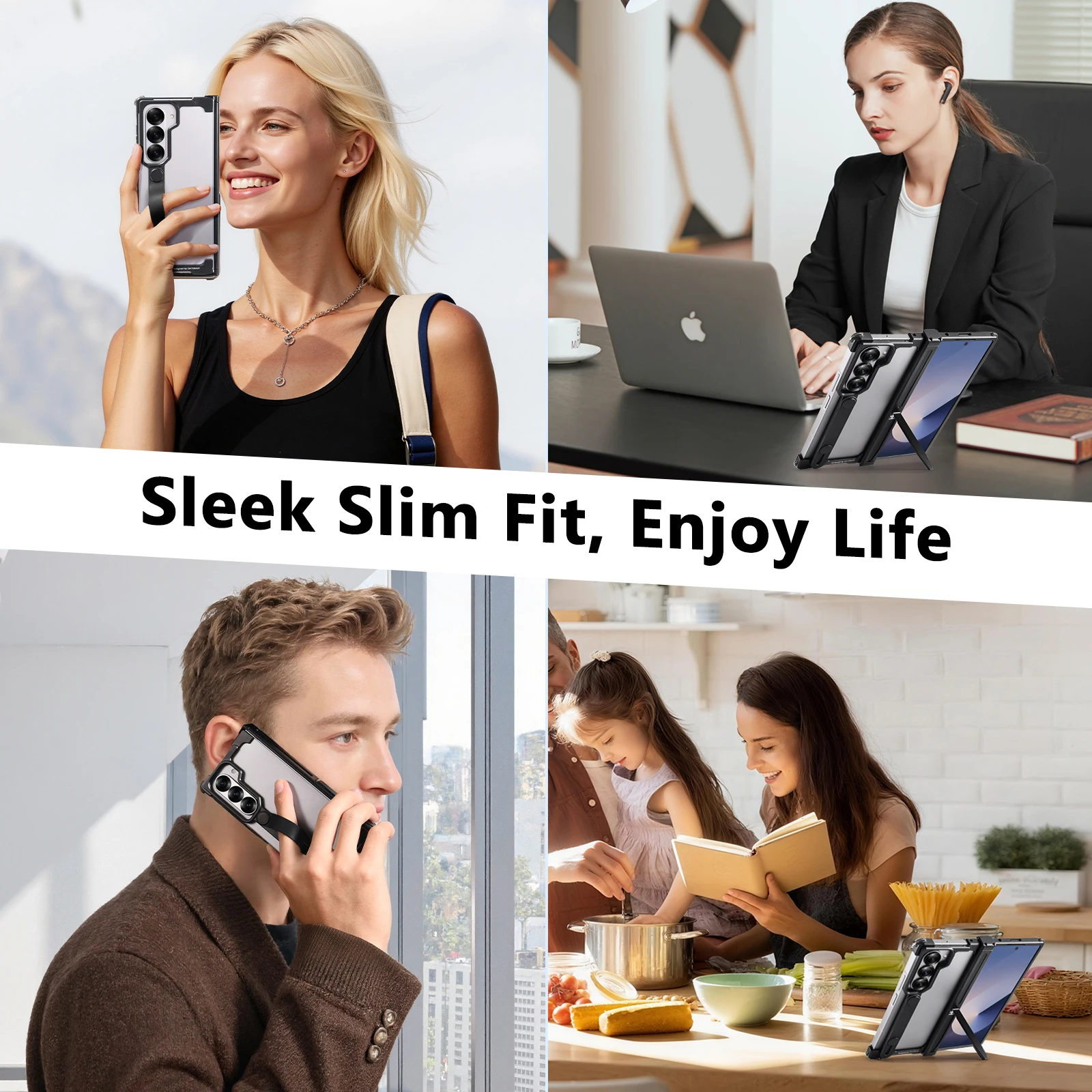 Oatsbasf Minimalistische Handyhülle für Samsung Galaxy Z Fold 6, mit Ständer, sicherer Griff, stoßfeste Fallschutz-Telefonabdeckung