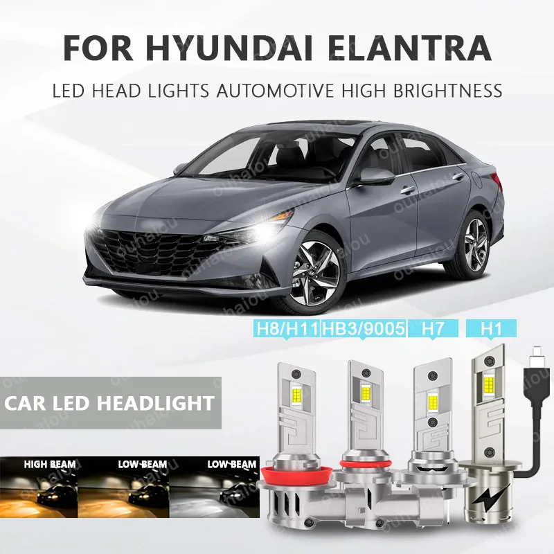

For HYUNDAI Elantra 2PCS H1 H7 H8H11 Light LED Chips Head Lamp HB3(9005) Fog Lights Bulb Accessories with heat sink