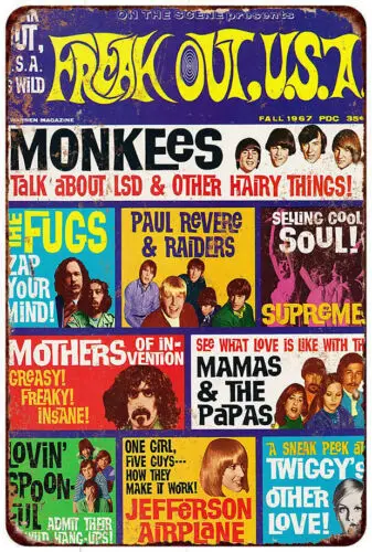 1967 Freak Out Magazine Monkees Vintage Reproduction Metal Sign 8 x 12