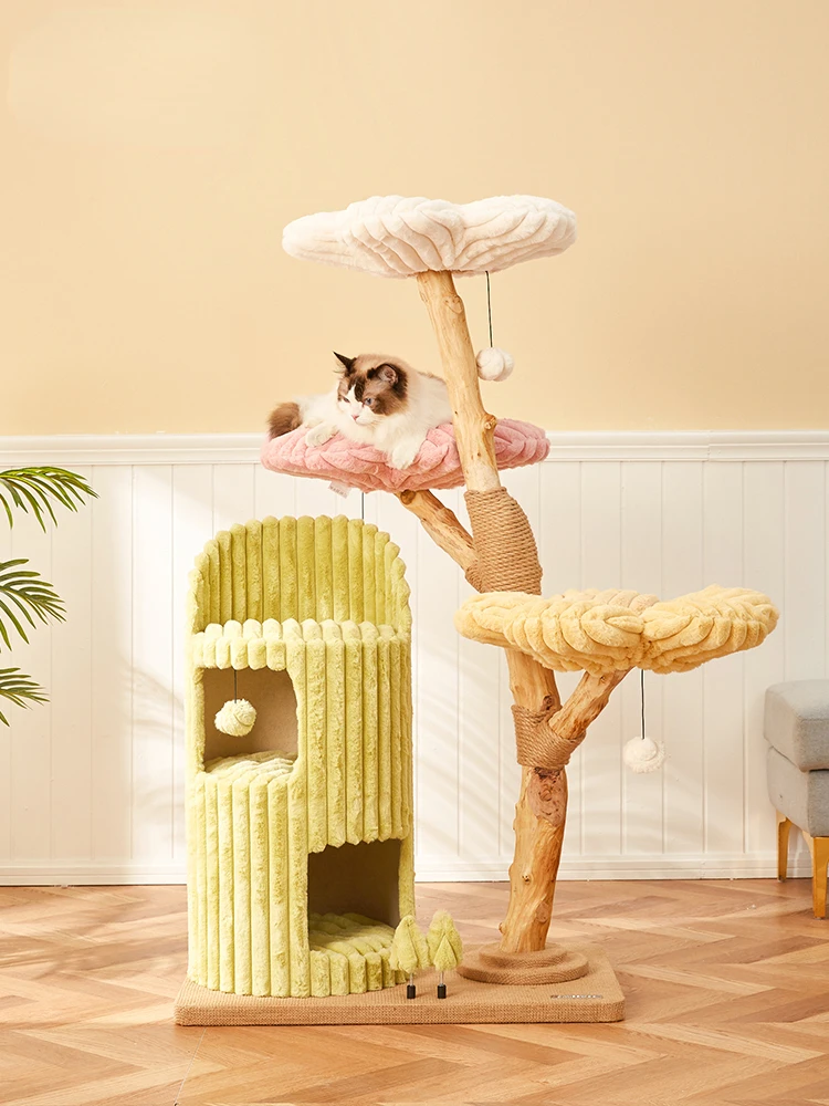 Cat Tree House Climbing Frame Large Jump Platform One Luxury Solid Wood Villa Cat Tower Cat Furniture Pet Products