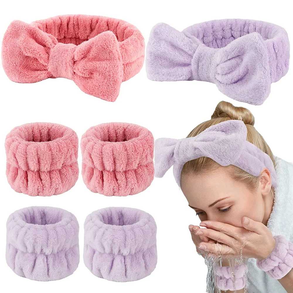 3Pcs Spa Washband Hair Band Microfiber Make Up Towel Elastic Wrist Bands Washing Face Absorbent Wrist Sport Sweatband Headbands