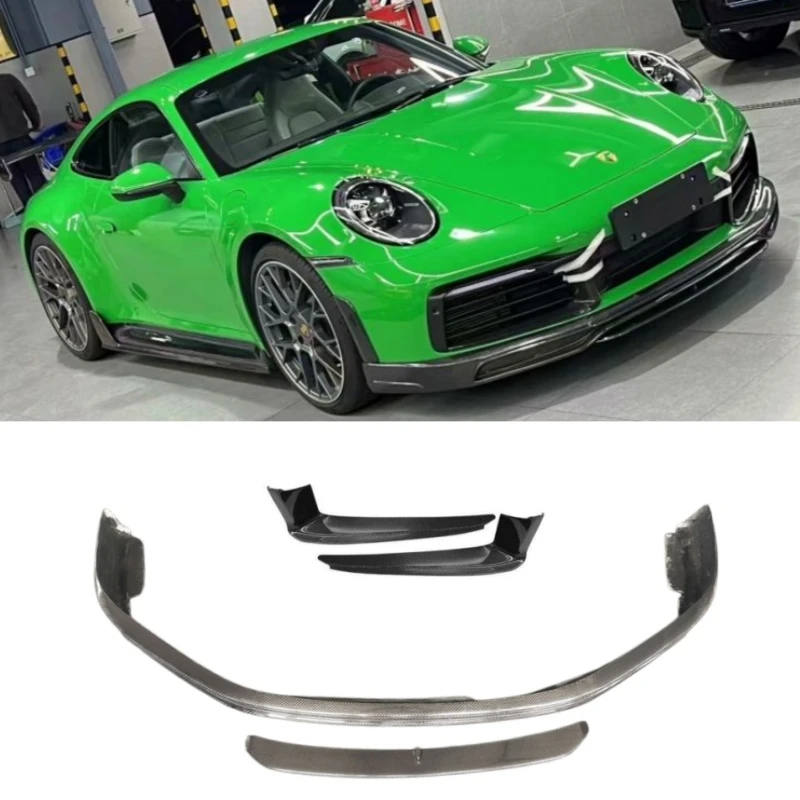 

For Porsche 911 992 2019-2024 Carbon Fiber Front Lip Bumper Spoiler Fog Light Intake Frame Splitter Side Air Vent Trim Body Kit