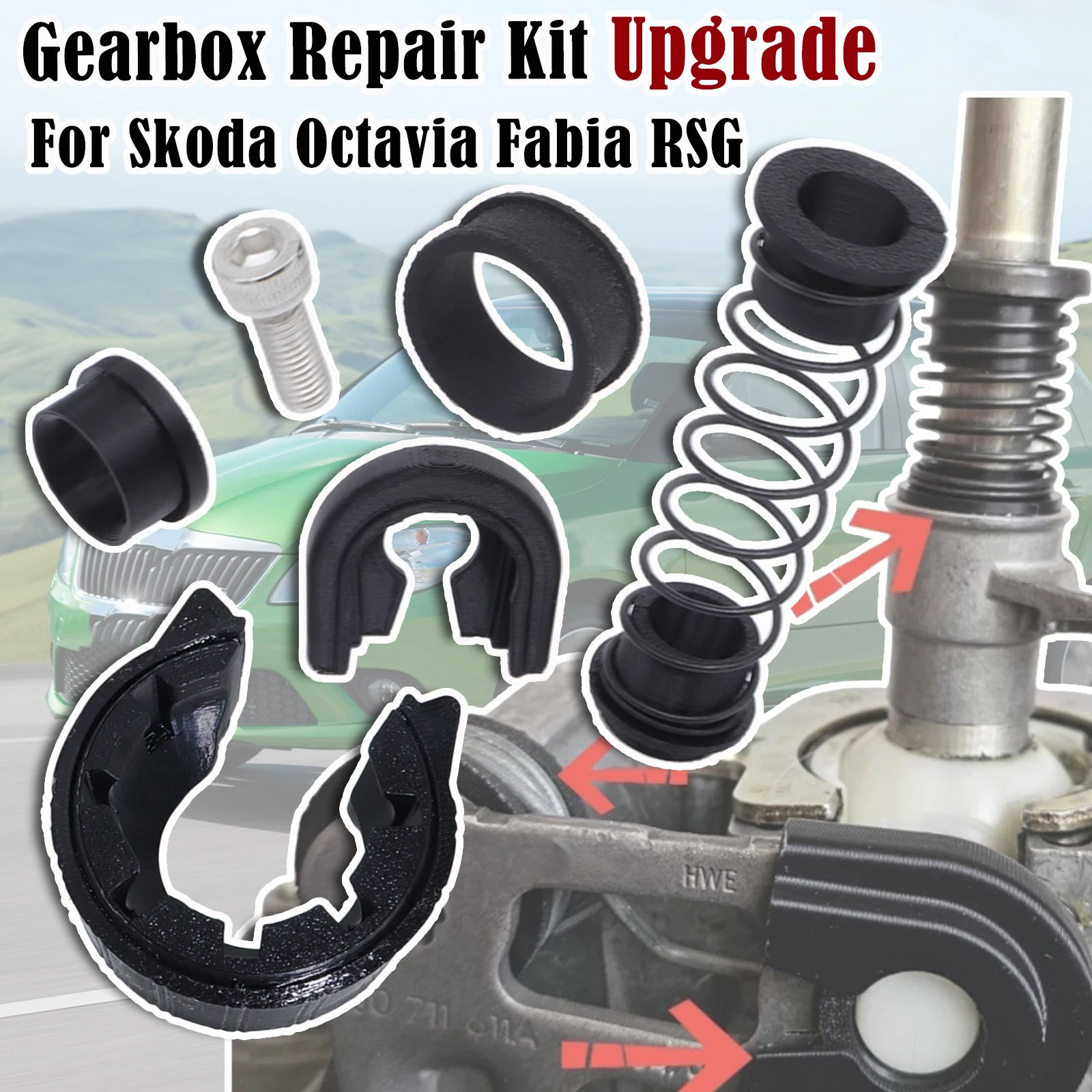 

For Skoda Octavia Fabia Upgrade Gearbox Repair Kit MTShifter Reverse Lever Change Selector LinkageBushes Drivetrain Spare Parts