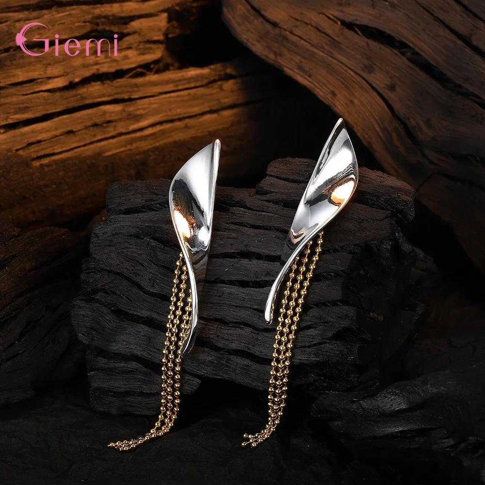 Exquisite New Fashion Long Tassel Dangle Earring Authentic 925 Sterling Silver Jewelry Lovely Woman Girls Party Accessories