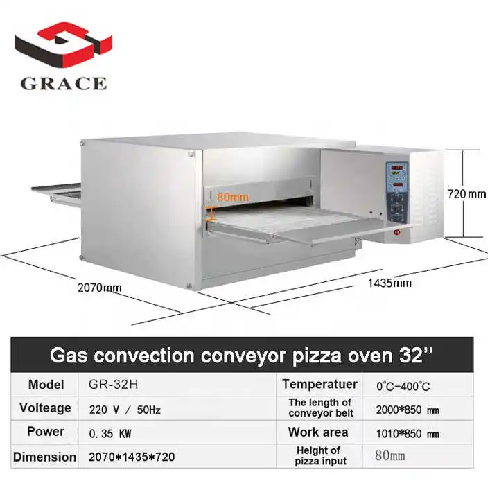 Grace Bakkerij Workshop 24 Inch Elektrische Heteluchtconvectie Transportband Pizzaoven