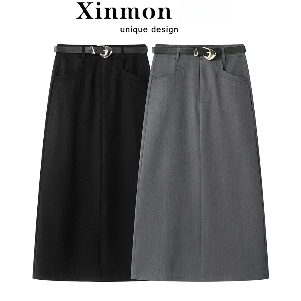 

Casual Korean Sle High Waist A-Line Skirt Suit Straight Leggings Midi Dr Slimming Spring Faion Women's Clothing