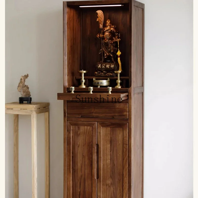 YBlack walnut home Bodhisattva God of Wealth cabinet shrine shrine simple and modern