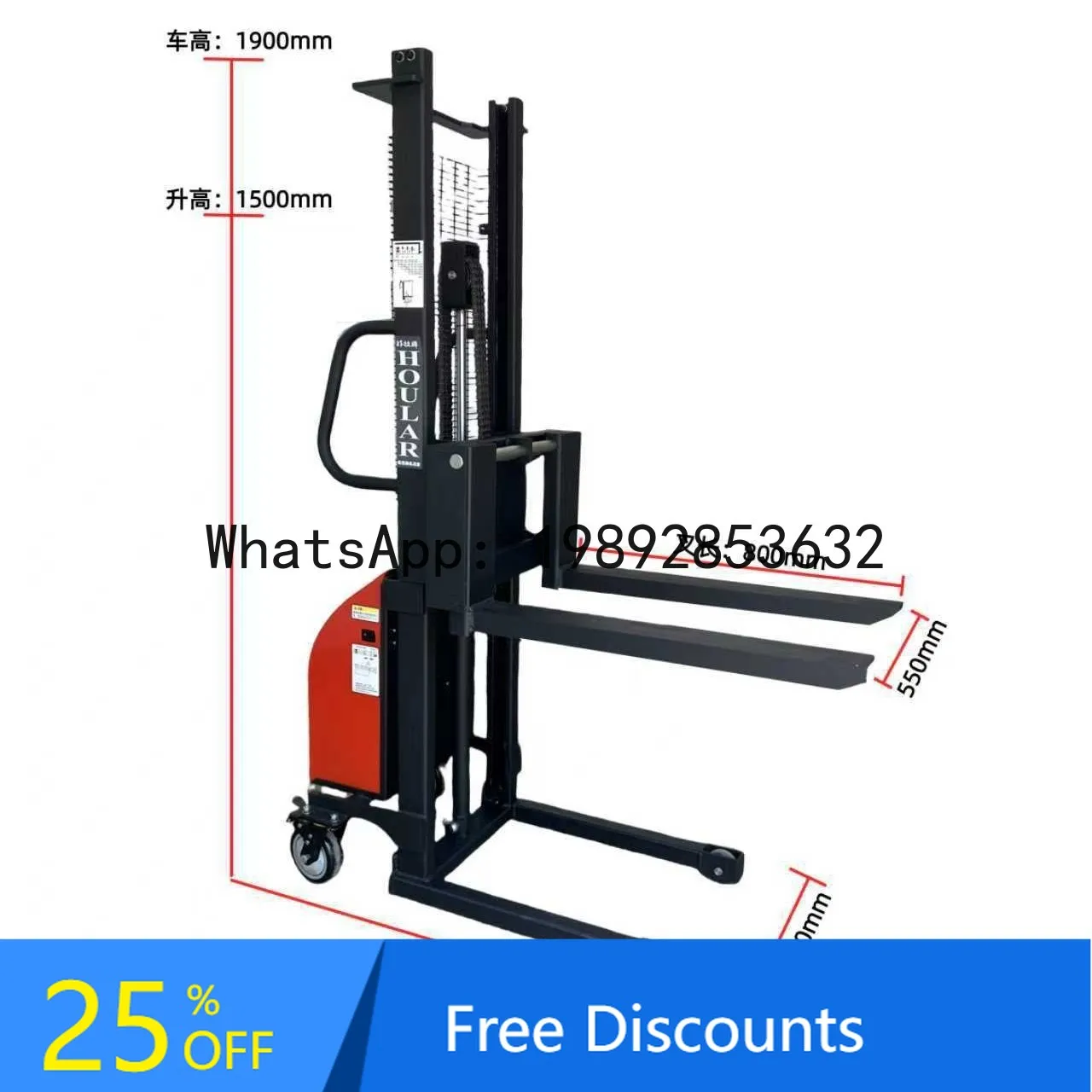 XL Lightweight Pallet Truck 500kg Semi-Electric Pallet Truck Mini Lightweight Lift Truck