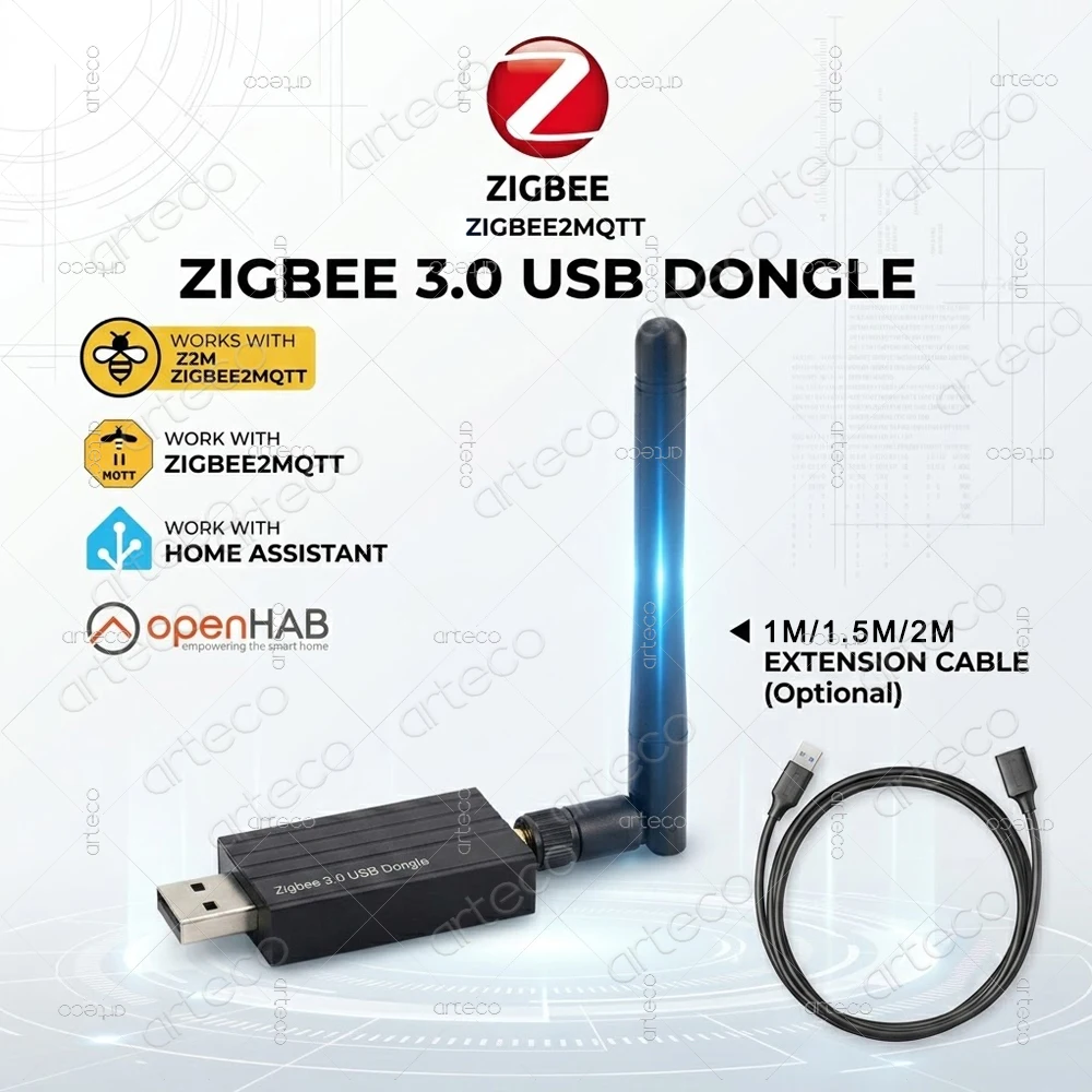 Zigbee 3.0 USB Dongle CC2652P Wireless Coordinator Router Antenna Gateway Hub for Home Assistant Zigbee2MQTT Z2M OpenHAB