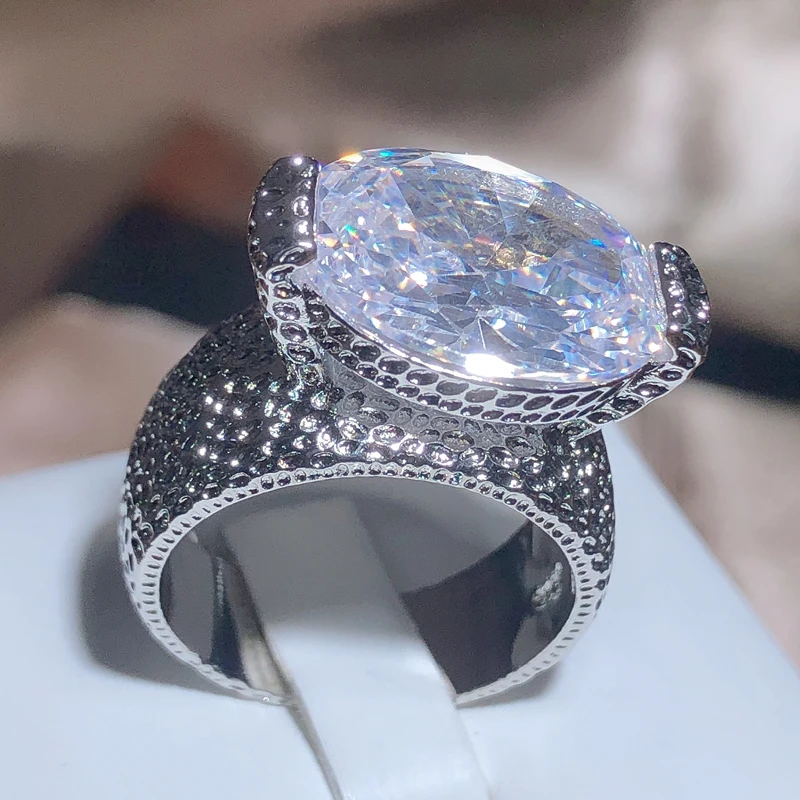 Classic Big Oval White Crystal Wedding Rings For Women Silver Color Large Oval Stone AAA CZ Zirconia Engagement Rings Jewelry