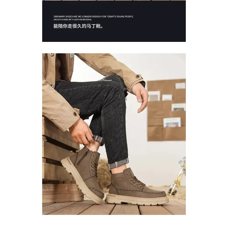 

Leather Boots for Men Shoes Big Size Men's Tactical Boots Sneakers Winter Men's Chelsea Boot Shoes Man 2024 Trend Mens Shoe High