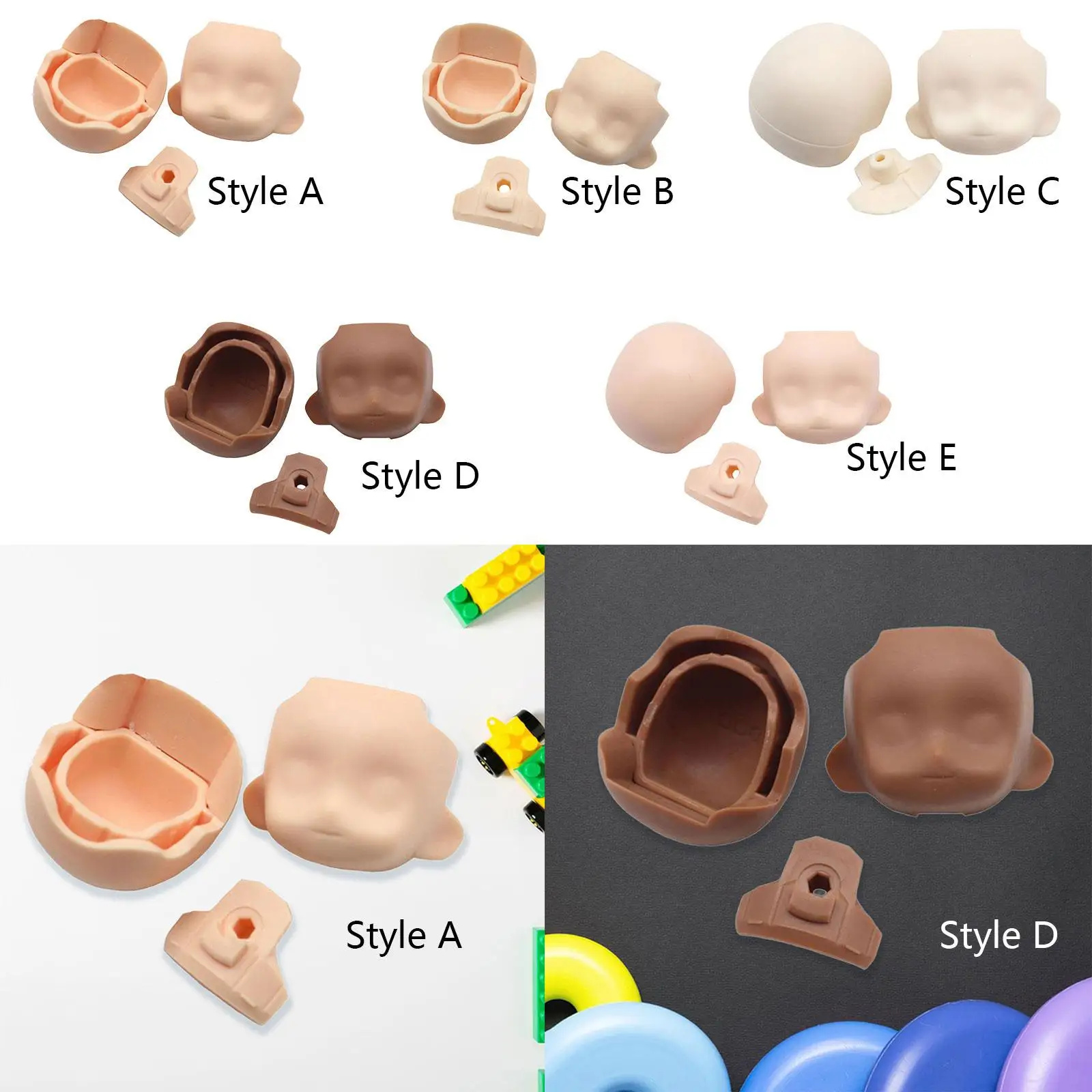 Doll Accessories Set Clay Doll Head Blank Face Back of Head Set Lightweight Vivid Mini Decorative Portable DIY Doll Craft Kit