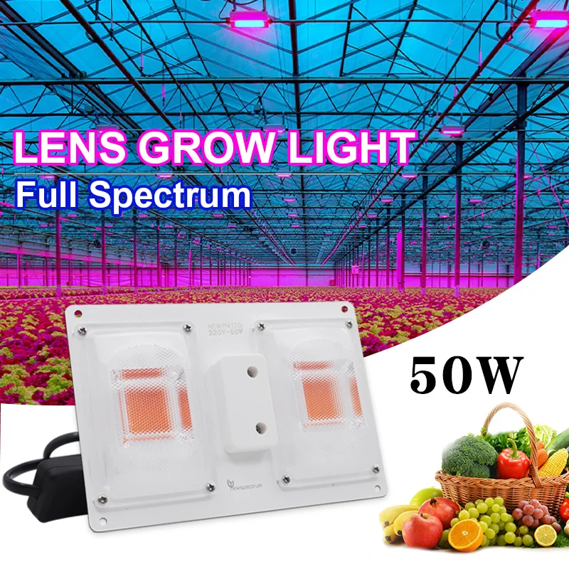 Luz LED de espectro completo para cultivo de plantas, luces con interruptor de Control, tablero de lente para reflector, semillas de flores, tienda