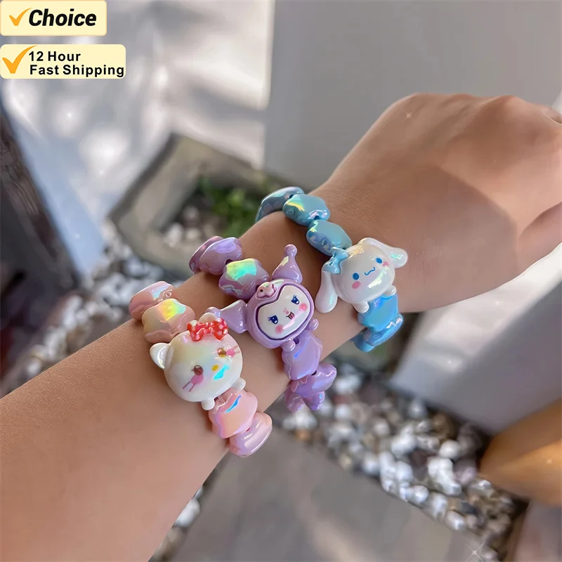 Sanrio Bracelet Cartoon Melody Hello Kitty Cinnamoroll Bracelet Anime Kuromi for Girls Star Adjustable Wrist Jewelry Accessories