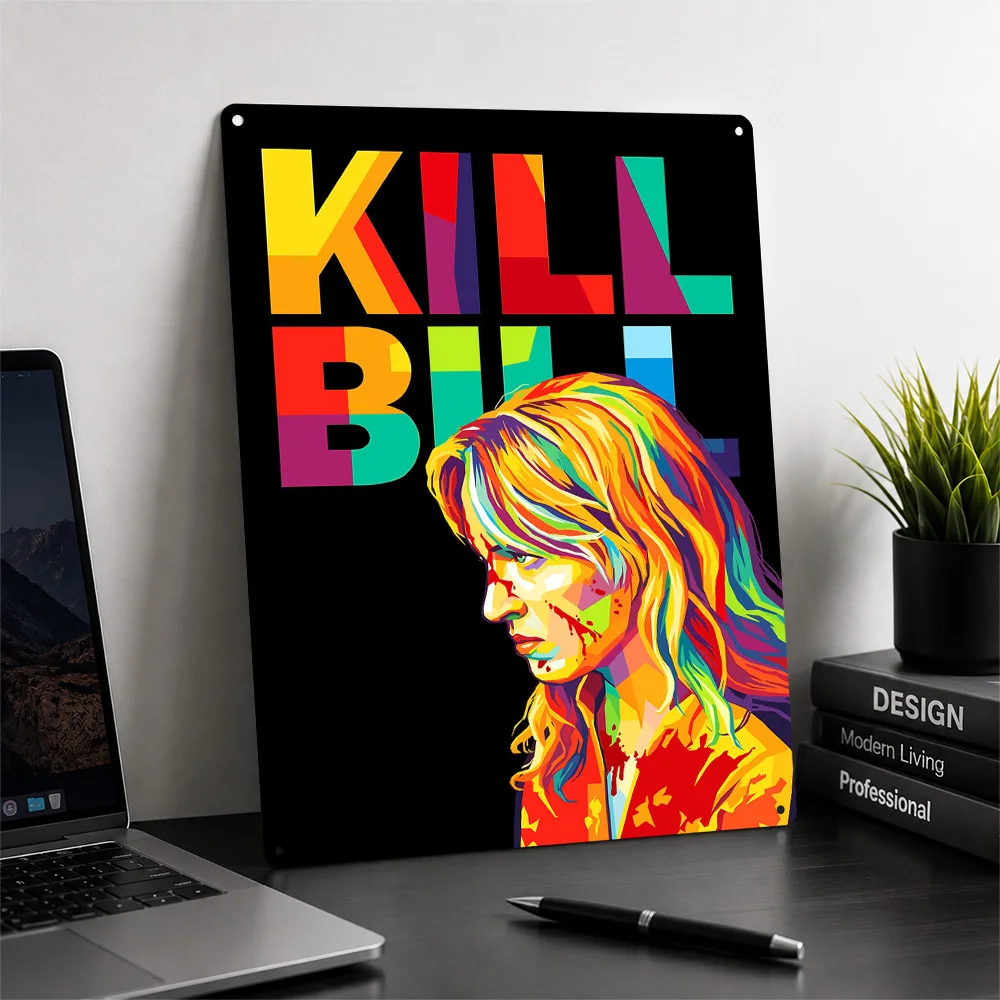 Kill Bill Pop Art Personalized 3D Textured Metal Poster Wall Art Vintage Tin Signs for Decoration Room Ornaments Wand Deko Decor
