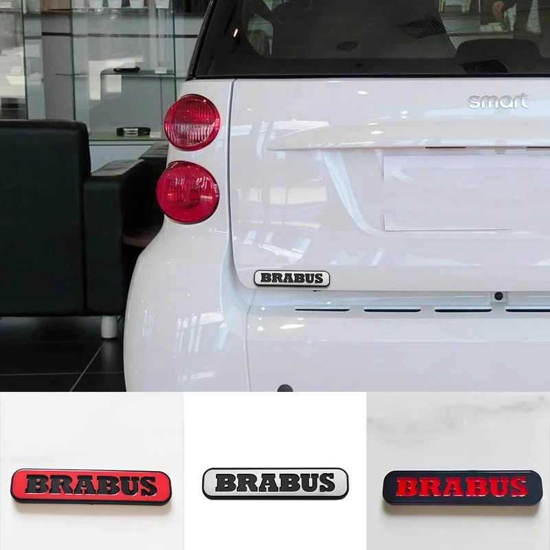 95x21mm Metal Car Pasted Emblem Badge Sticker for Brabus Smart 450 451 453 Fortwo Forfour YBB Rear Trunk Modified Sticker view 6