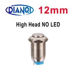 12mm Anti-Vandal Metal Waterproof Push Button Switches Without LED DIY High Round Latching 2A/250V