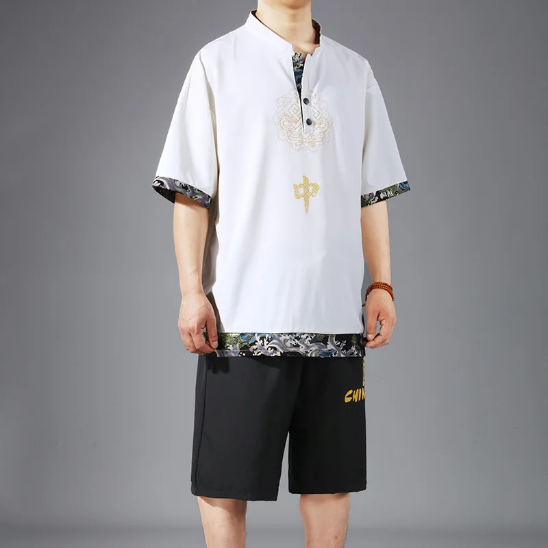 Chinese Tang Suit Men 10XL 12XL Plus Size Tracksuit Fashion Casual Jogger Pants Sweatpants Shorts Suits Male Big Size 12XL