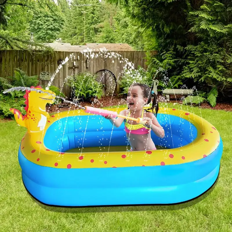 

Dinosaur Sprinkler Pool Inflatable Sprinkler Pool For Kids Highly Elastic Wear-Resistant Dinosaur Sprinkler Pool With Dinosaur