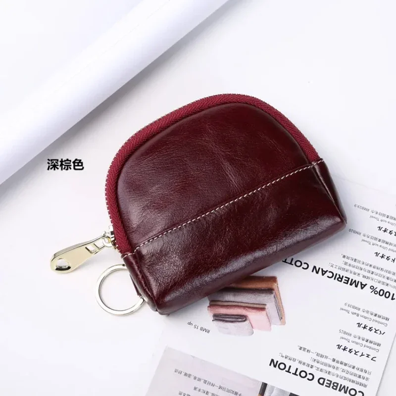 New Women's Fashion Multicolor Oil Wax Leather Mini Zip Elegant Clutch Wallet Short Ladies Purse Key Bag Coin Bag Card Bag