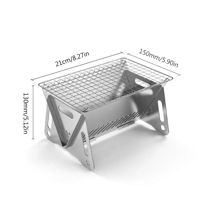 Grille Barbecue Grid Wood Stove Multifunctional Camping Barbecue Grill Heating Furnace Folding Tourist Grill BBQ Charcoal Dining