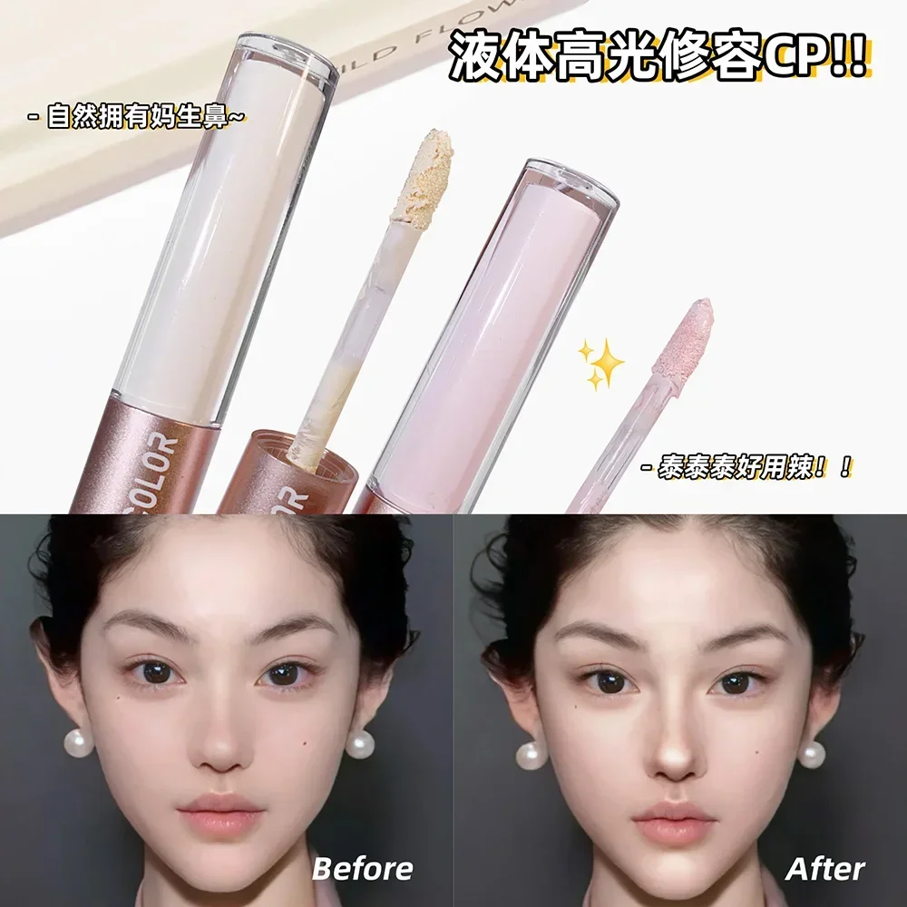 Dual-End Liquid Highlighter Pen, Skin Brightening & Contouring Stick, Natural Contour, Long-Lasting, Waterproof image 4