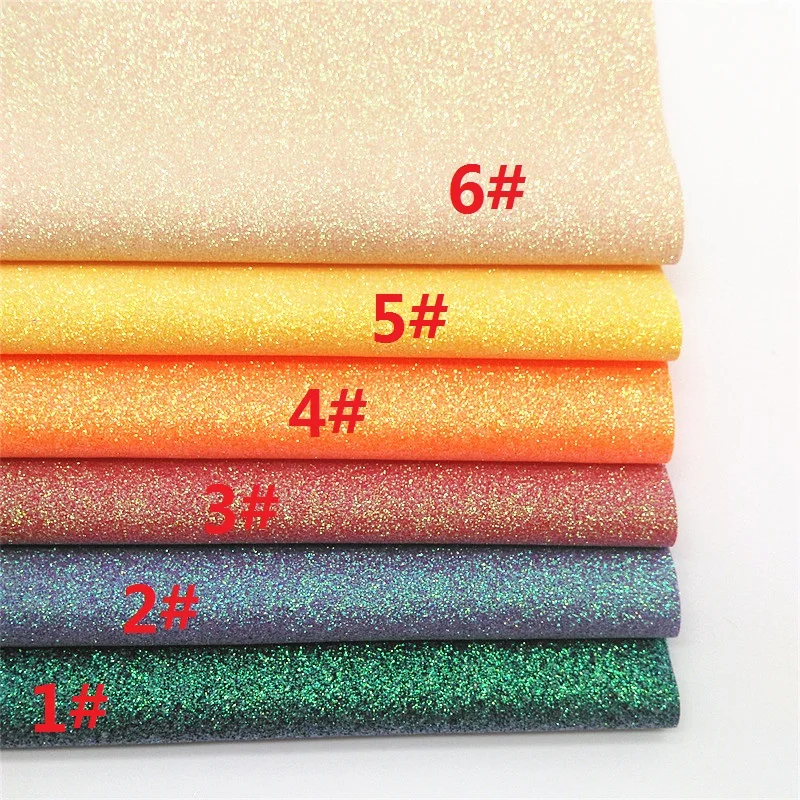 Shimmer Glitter Leather Fabric Sheets Autumn Colors Fine Glitter Leather with Color Matching Back for DIY Craft 8.2