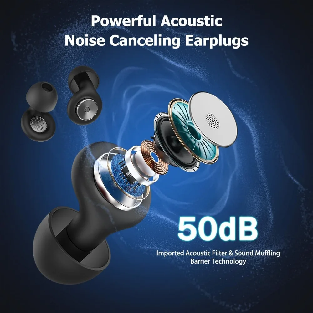 Ear Plugs for Sleep, 50dB Noise Cancelling Ear Plugs for Noise Reduction, Reusable Silicone Sleeping Earplugs for Snoring