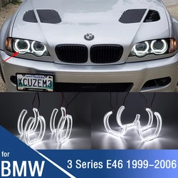 For BMW E46 316i 318i 320i 325i 325xi 330i 330xi 1999-2005 DTM-Style Square Bottom Day Light LED Crystal Angel Eyes  rings