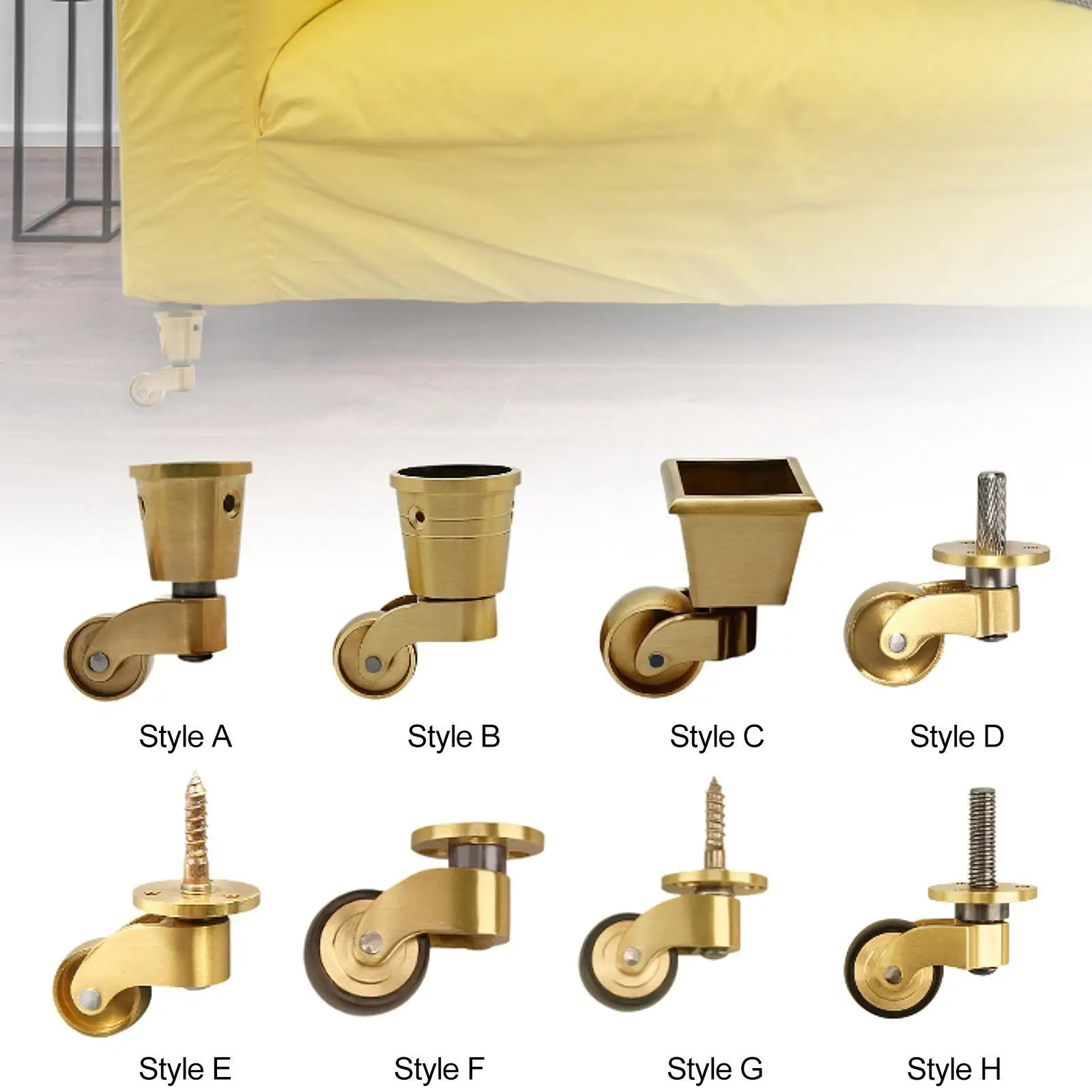 Rodízio de móveis de bronze rodas móveis pernas rodízio universal da mobília