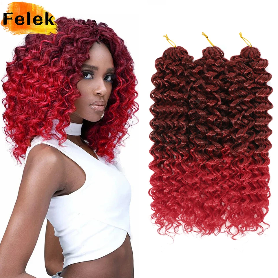 Gogo Curl Gehaakt Haar Synthetische 14Inch Water Wave Haak Vlechten Korte Krullende Diepe Twist Gehaakte Hair Extensions Voor Zwarte Vrouwen